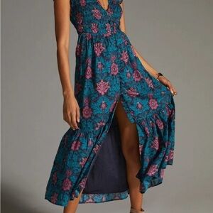 Floral Blue and Purple Maxi Dress